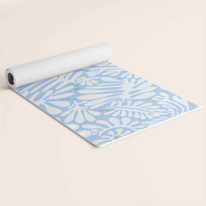 Matisse leaves pattern modern minimalistic light sky blue Yoga Mat Gallery Image 2