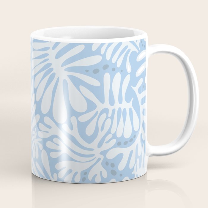 Matisse leaves pattern modern minimalistic light sky blue Coffee Mug Gallery Image 1