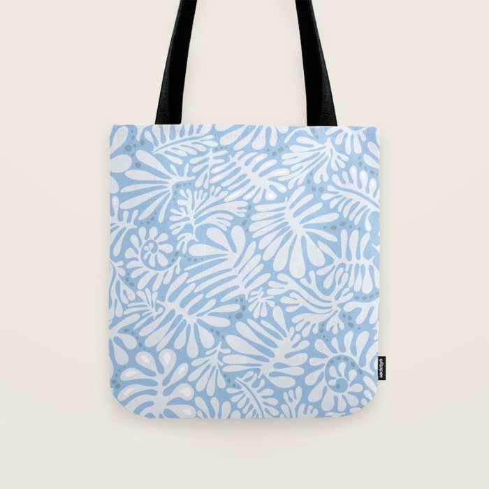 Matisse leaves pattern modern minimalistic light sky blue Tote Bag Gallery Image 1