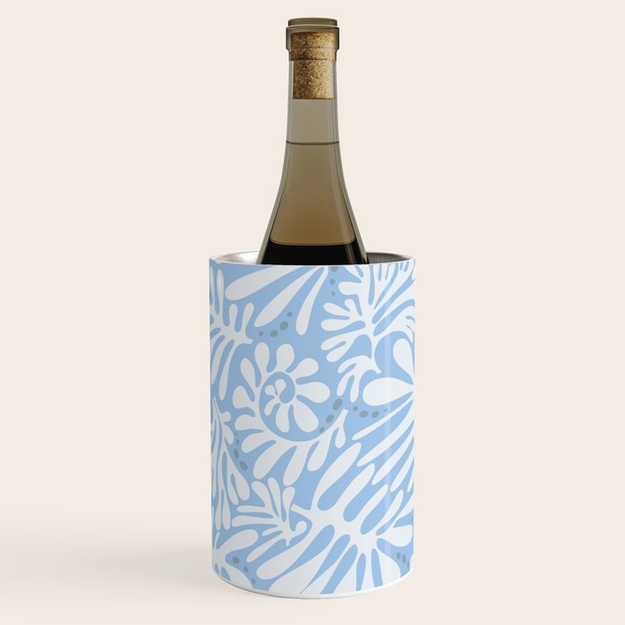 Matisse leaves pattern modern minimalistic light sky blue Wine Chiller Gallery Image 2