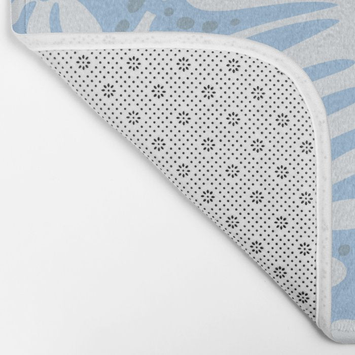 Matisse leaves pattern modern minimalistic light sky blue Bath Mat Gallery Image 2