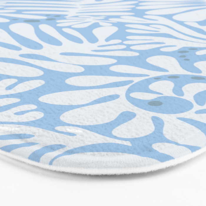 Matisse leaves pattern modern minimalistic light sky blue Bath Mat Gallery Image 3
