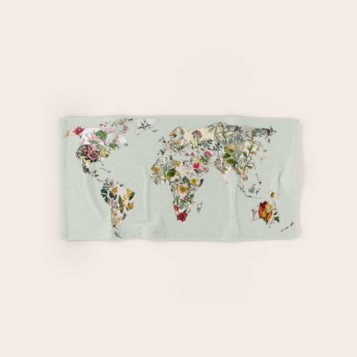 Vintage Botanical World Green Bath Towel Gallery Image 1