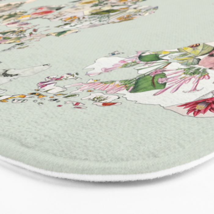 Vintage Botanical World Green Bath Mat Gallery Image 3