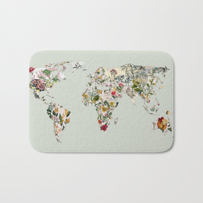 Vintage Botanical World Green Bath Mat Gallery Image 1