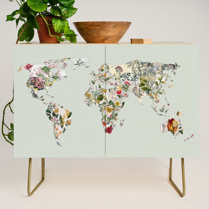 Vintage Botanical World Green Credenza Gallery Image 1