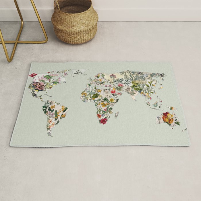 Vintage Botanical World Green Rug Gallery Image 1