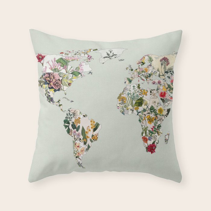 Vintage Botanical World Green Throw Pillow Gallery Image 6