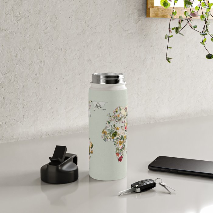 Vintage Botanical World Green Water Bottle Gallery Image 4