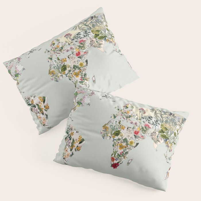 Vintage Botanical World Green Pillow Sham Gallery Image 1