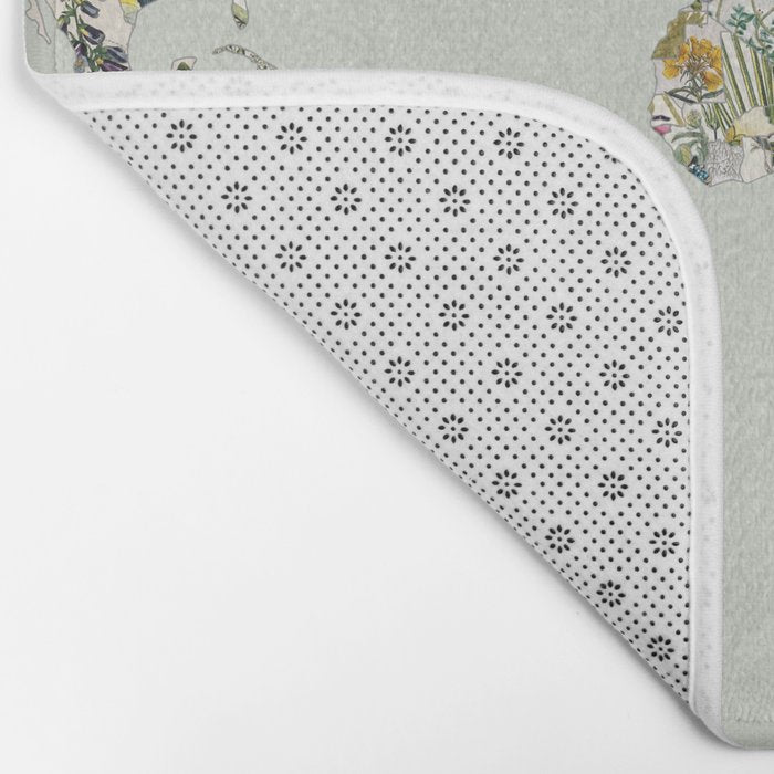 Vintage Botanical World Green Bath Mat Gallery Image 2