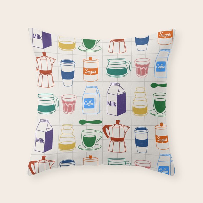 Cafe time Throw Pillow Gallery Image 6