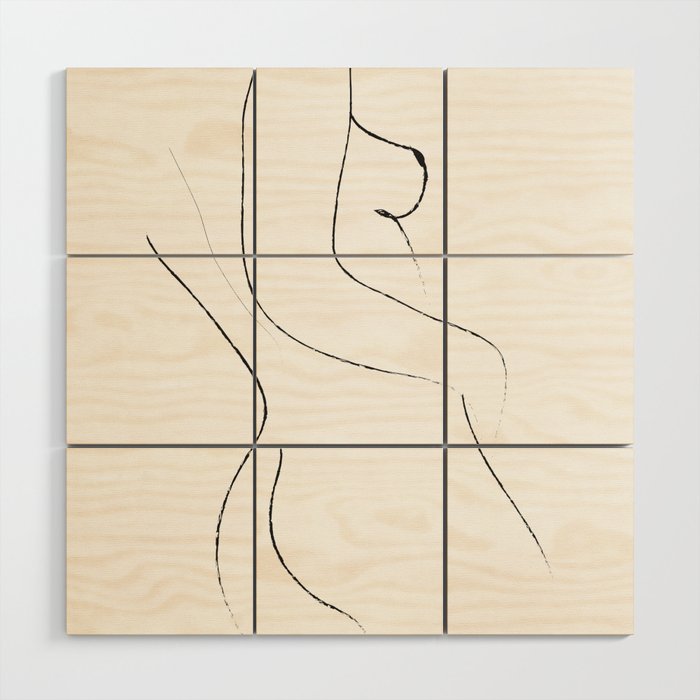 Minimal Line Drawing 2 Wood Wall Art Gallery Image 1