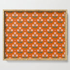 Retro Pink Floral Bunches Pattern - Terracotta  Serving Tray Gallery Image 1