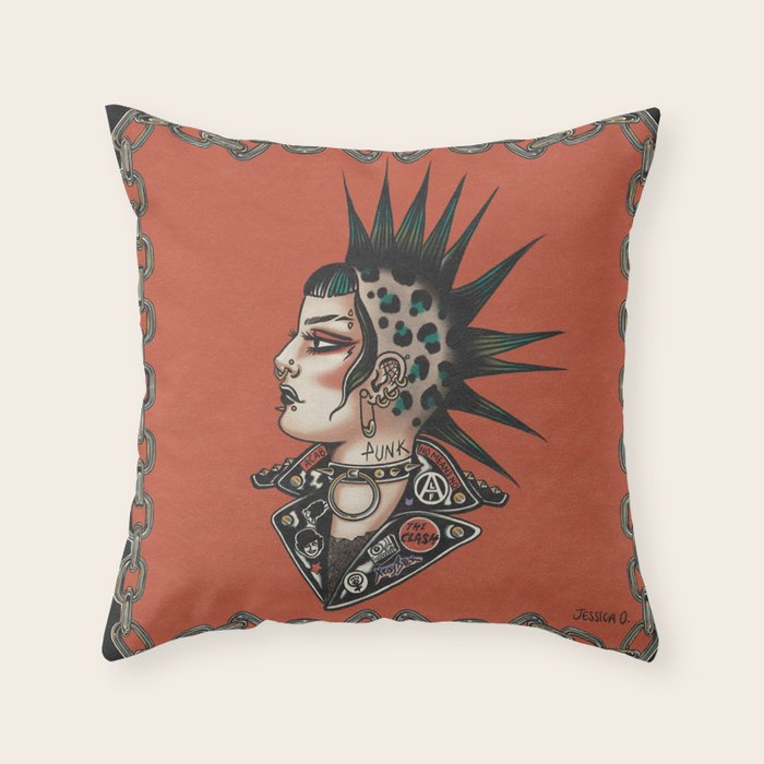 Punk rock girl Throw Pillow Gallery Image 6