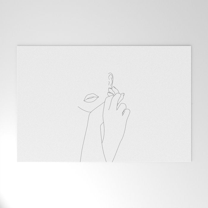 Minimalist face illustration - Fleur Welcome Mat Gallery Image 1