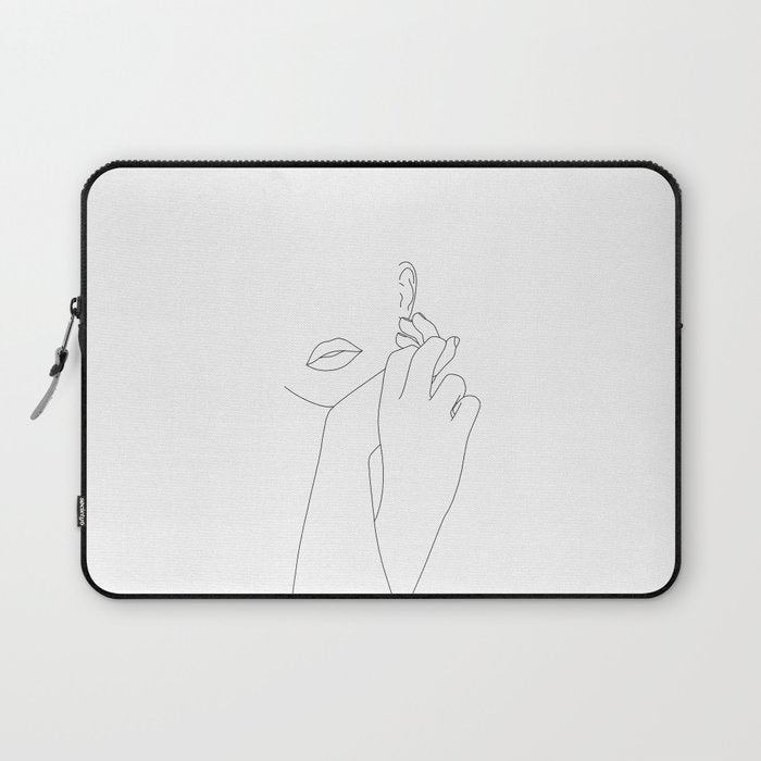 Minimalist face illustration - Fleur Laptop Sleeve Gallery Image 1