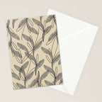 Mid Century Modern Botanical Pattern in Charcoal Gray and Beige Stationery Card Gallery Image 2