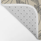 Mid Century Modern Botanical Pattern in Charcoal Gray and Beige Bath Mat Gallery Image 2