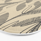 Mid Century Modern Botanical Pattern in Charcoal Gray and Beige Bath Mat Gallery Image 3