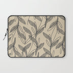 Mid Century Modern Botanical Pattern in Charcoal Gray and Beige Laptop Sleeve Gallery Image 1