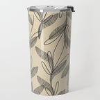 Mid Century Modern Botanical Pattern in Charcoal Gray and Beige Travel Mug Gallery Image 2