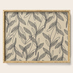 Mid Century Modern Botanical Pattern in Charcoal Gray and Beige Serving Tray Gallery Image 1