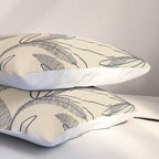 Mid Century Modern Botanical Pattern in Charcoal Gray and Beige Pillow Sham Gallery Image 3