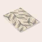 Mid Century Modern Botanical Pattern in Charcoal Gray and Beige Notebook Gallery Image 3