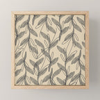 Mid Century Modern Botanical Pattern in Charcoal Gray and Beige Mini Art Print Gallery Image 1
