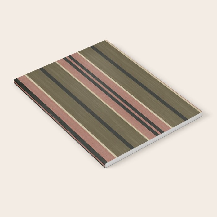linen stripes (olive green and pink) Notebook Gallery Image 2