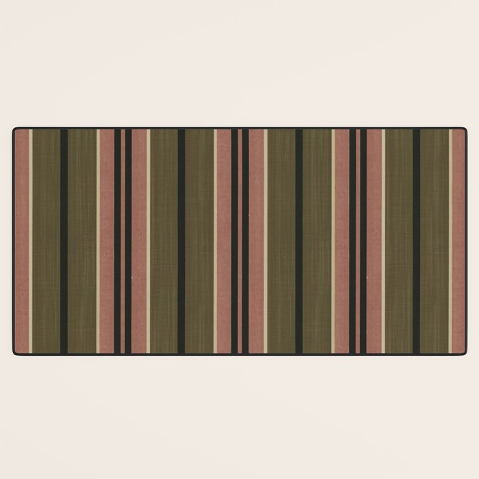 linen stripes (olive green and pink) Desk Mat Gallery Image 3