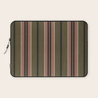 linen stripes (olive green and pink) Laptop Sleeve Gallery Image 1