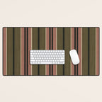 linen stripes (olive green and pink) Desk Mat Gallery Image 1
