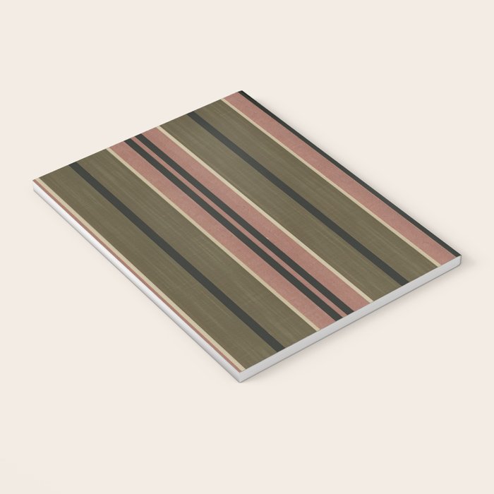 linen stripes (olive green and pink) Notebook Gallery Image 3