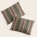 linen stripes (olive green and pink) Pillow Sham Gallery Image 3