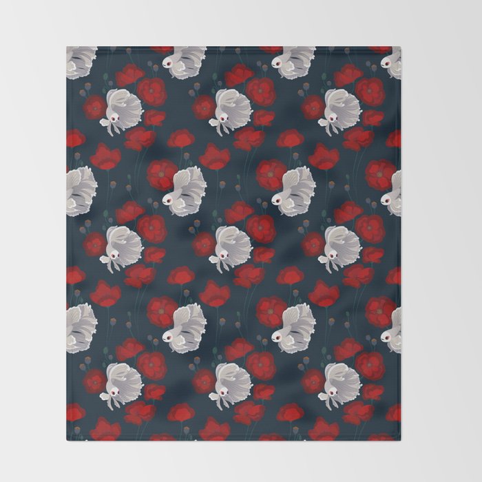 Bettas and Poppies Throw Blanket Gallery Image 2