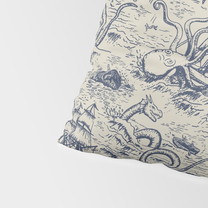 Mythical Sea Creatures Toile de Jouy Pillow Sham Gallery Image 4