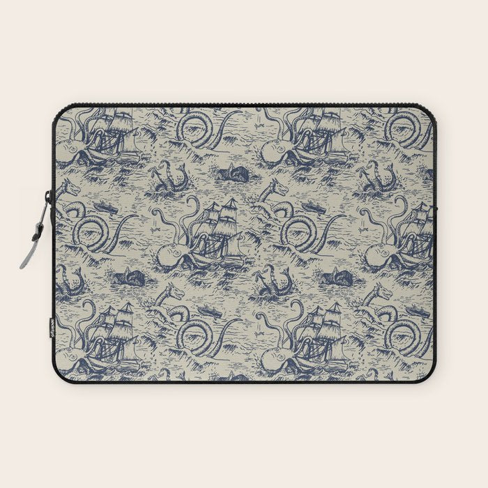 Mythical Sea Creatures Toile de Jouy Laptop Sleeve Gallery Image 1