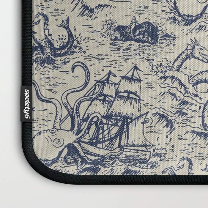 Mythical Sea Creatures Toile de Jouy Laptop Sleeve Gallery Image 3