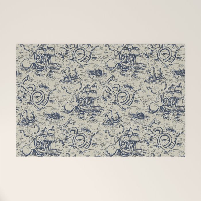 Mythical Sea Creatures Toile de Jouy Welcome Mat Gallery Image 1