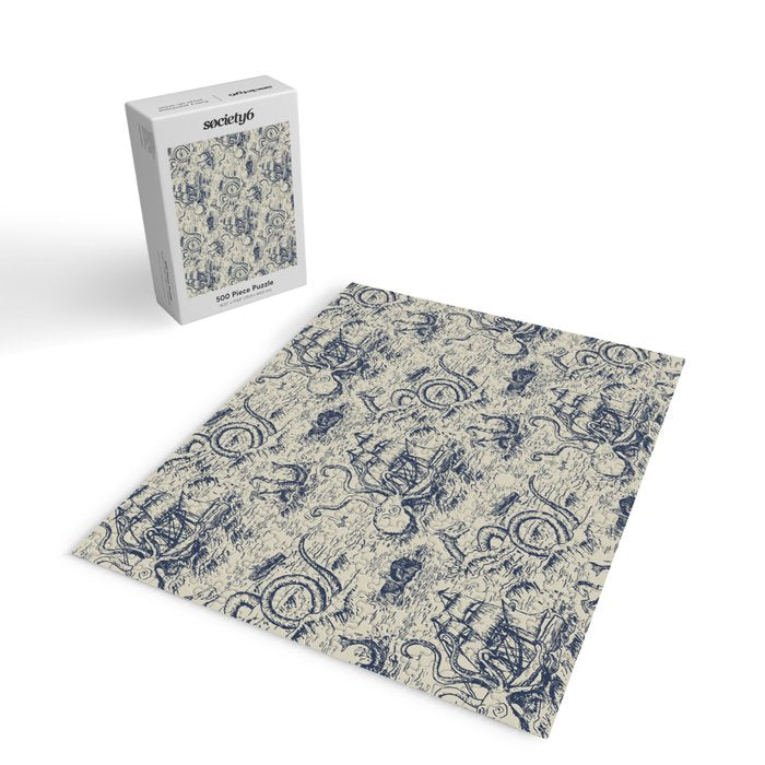 Mythical Sea Creatures Toile de Jouy Jigsaw Puzzle Gallery Image 2