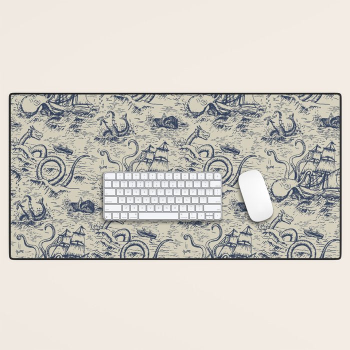 Mythical Sea Creatures Toile de Jouy Desk Mat Gallery Image 1
