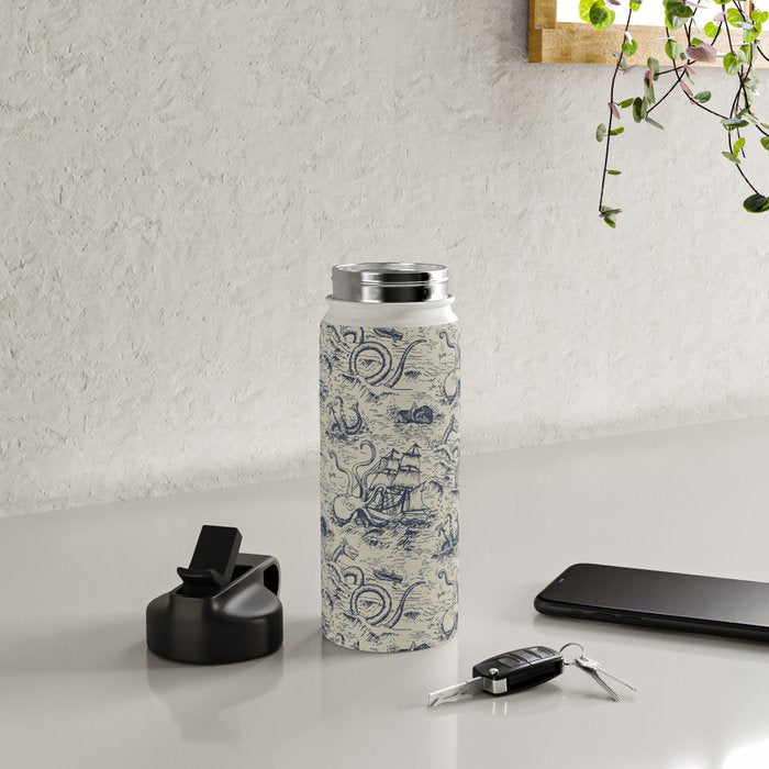 Mythical Sea Creatures Toile de Jouy Water Bottle Gallery Image 4