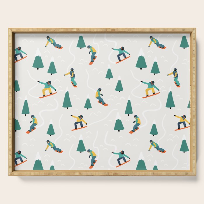 Snowboarding Illustration Pattern Serving Tray Gallery Image 1