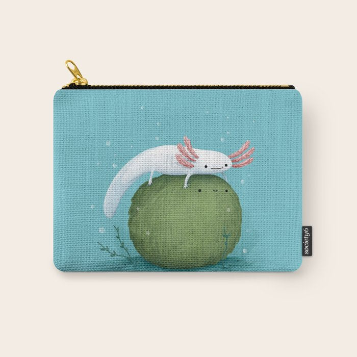 Axolotl on a Mossball Carry All Pouch Gallery Image 1