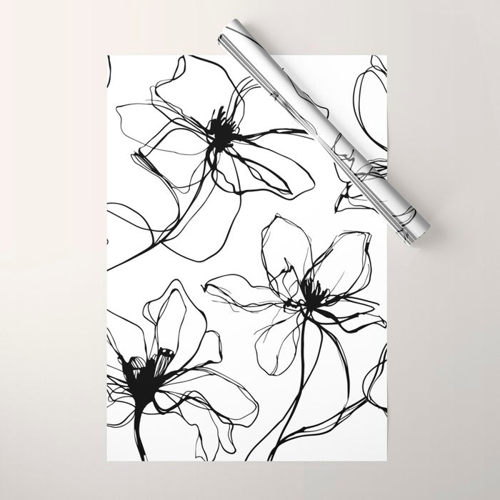 Floral Expression Bold Drawing Wrapping Paper Gallery Image 1