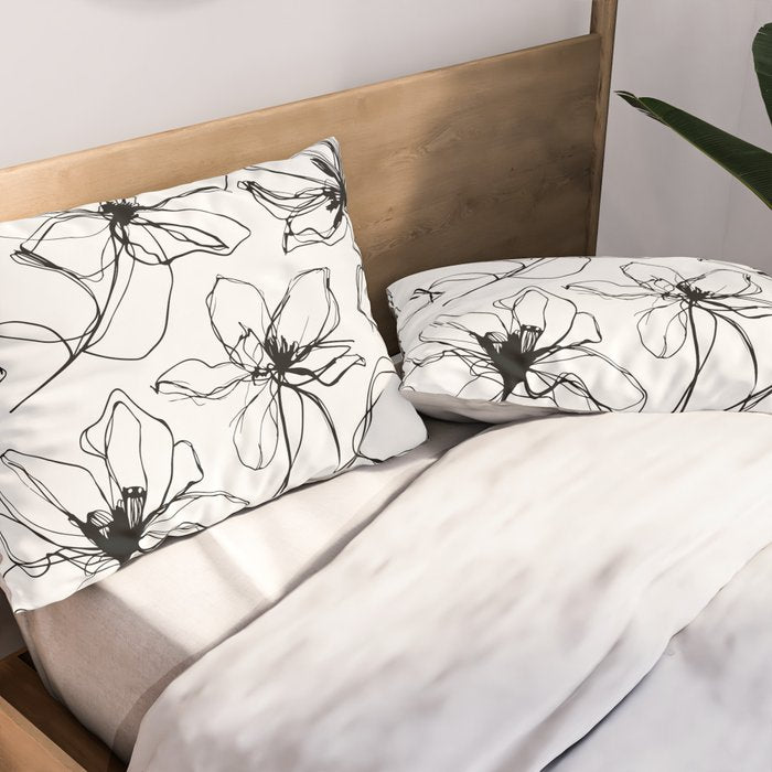 Floral Expression Bold Drawing Pillow Sham Gallery Image 2
