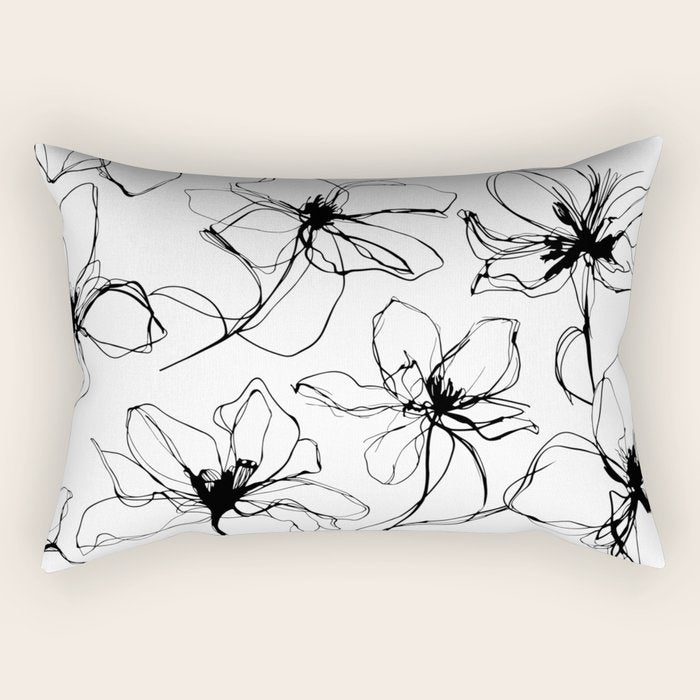 Floral Expression Bold Drawing Rectangular Pillow Gallery Image 2