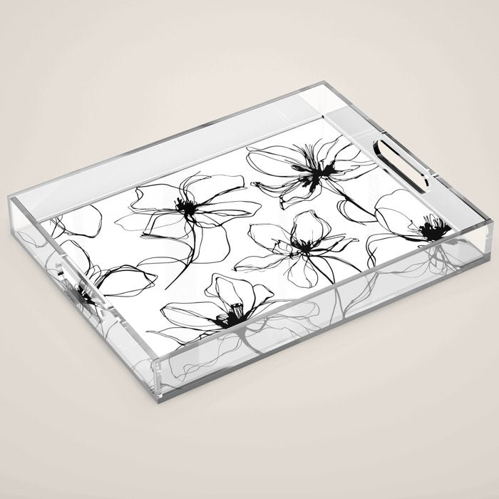 Floral Expression Bold Drawing Acrylic Tray Gallery Image 1